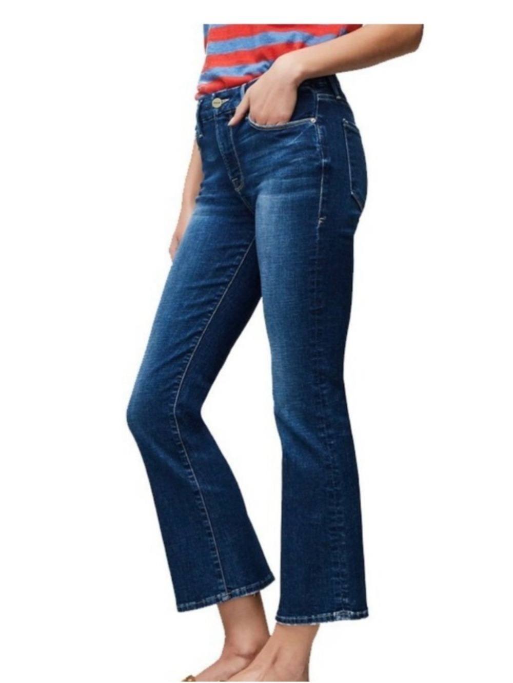 Women's FRAME Blue Le Crop Mini wide Boot Cut Jeans Size 26